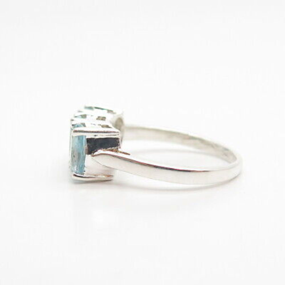 925 Sterling Silver Real Blue Topaz Gemstone Ring Size 7 1/4 - Picture 4 of 7
